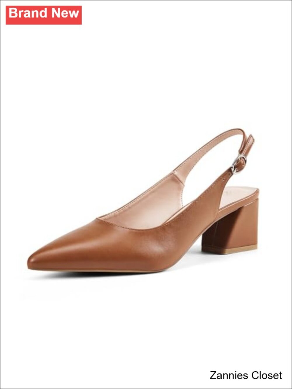 ✨ GENSHUO Women's Slingback Closed Toe Block Chunky Low Heel Pumps 2.36 Inches